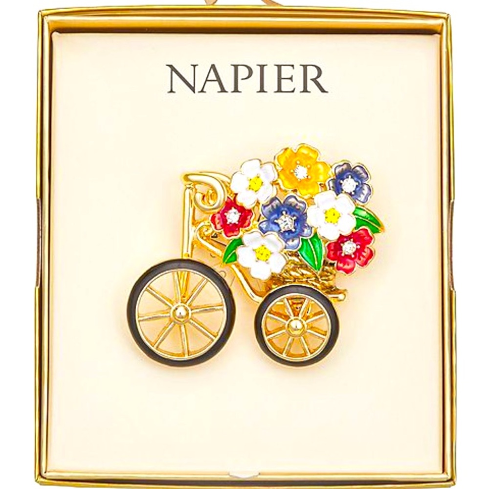 Napier Gold Tone Flower Bike Pin